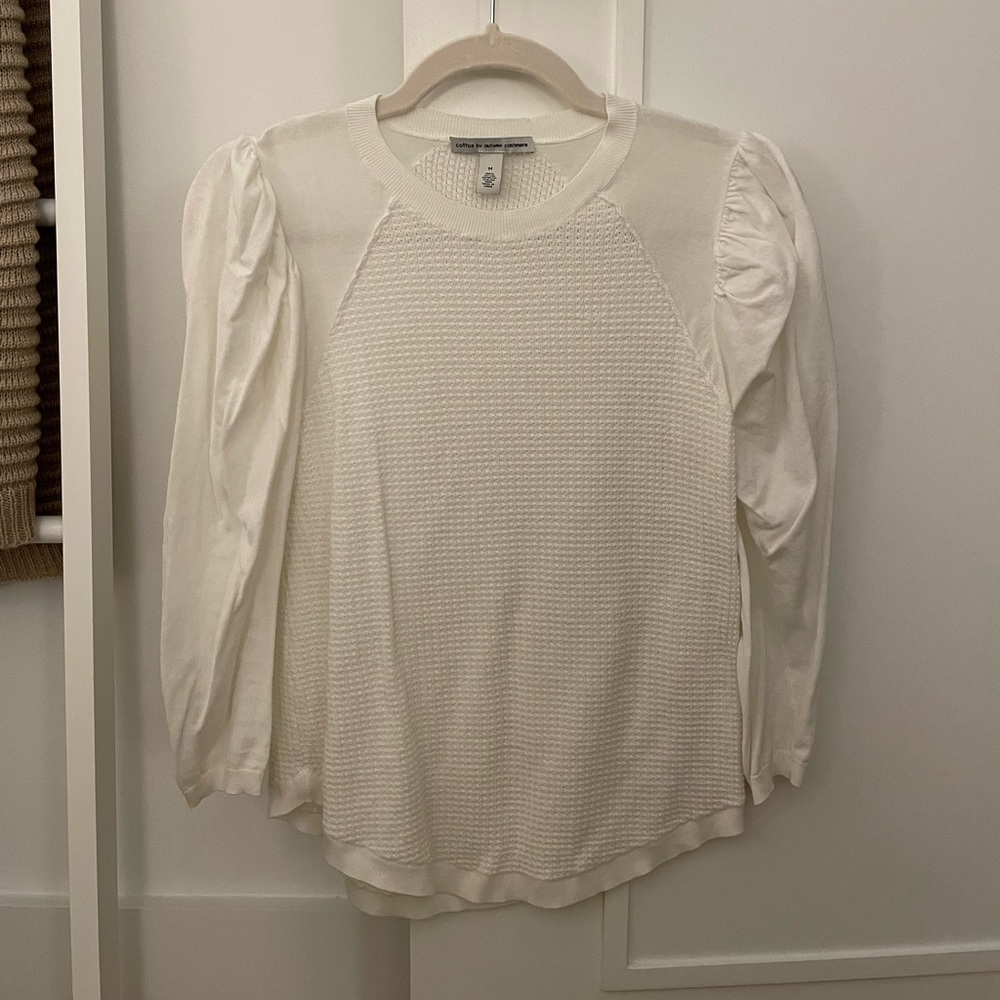 Cotton By Autumn Cashmere Puff Shoulder Sweater, M